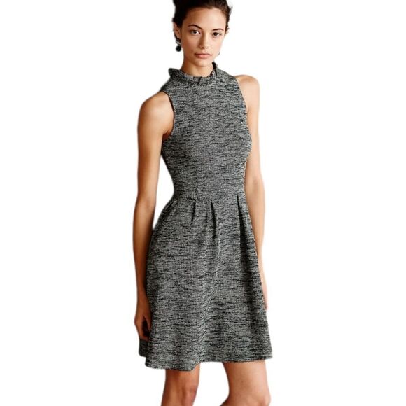 ANTHROPOLOGIE Ganni dress pinnacle ruffle neck textured with pockets XS - Picture 1 of 13